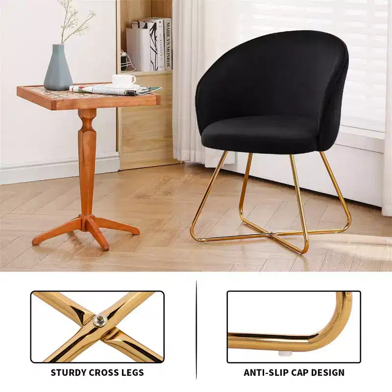 Velvet Vanity Chair with Back, Modern Accent Chair for Vanity, Upholstered Makeup Stoolfor Bedroom, Living Room, Dressing Room