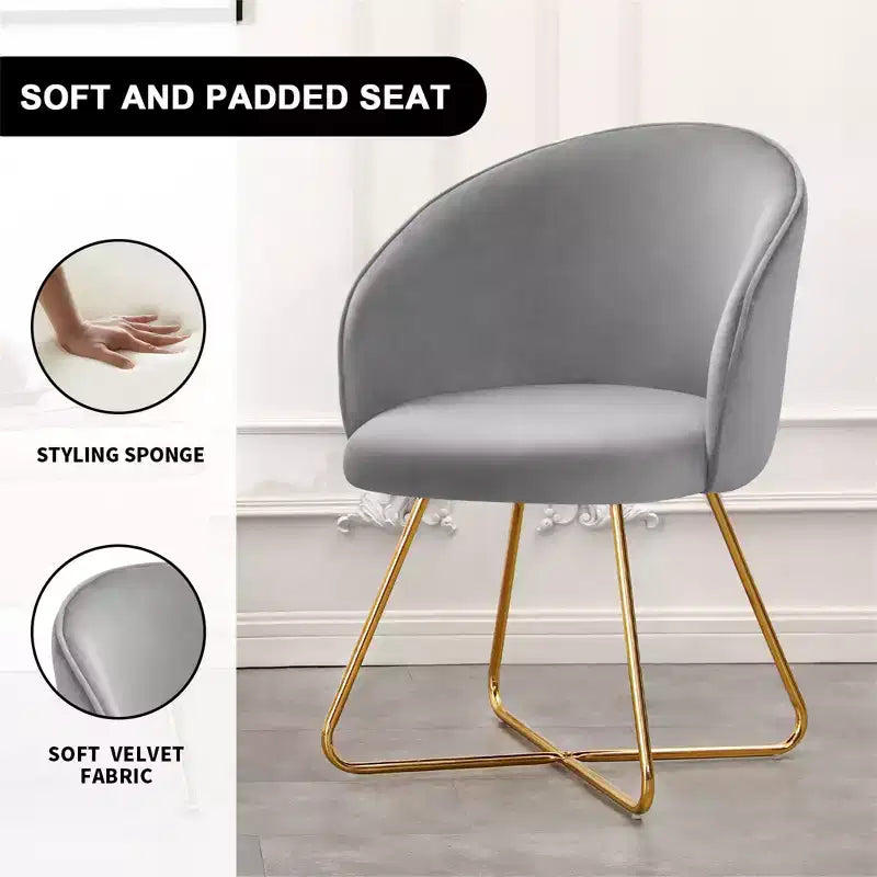 Velvet Vanity Chair with Back, Modern Accent Chair for Vanity, Upholstered Makeup Stoolfor Bedroom, Living Room, Dressing Room