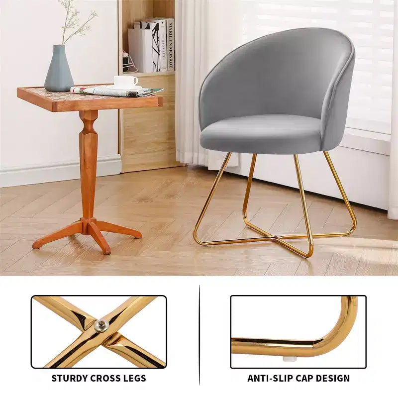 Velvet Vanity Chair with Back, Modern Accent Chair for Vanity, Upholstered Makeup Stoolfor Bedroom, Living Room, Dressing Room