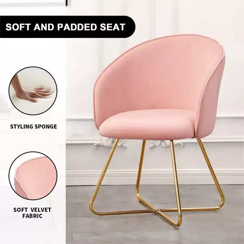Velvet Vanity Chair with Back, Modern Accent Chair for Vanity, Upholstered Makeup Stoolfor Bedroom, Living Room, Dressing Room