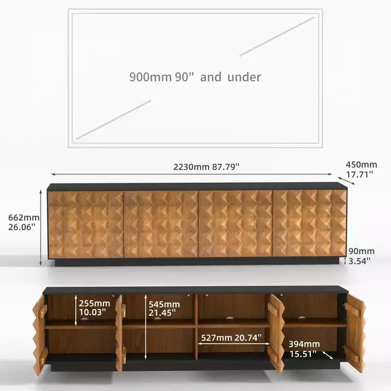 87.79 Inch TV Stand for TVs up to 90 Inches with Adjustable Removable Shelves Living Room Media Console Gaoyangjiaju