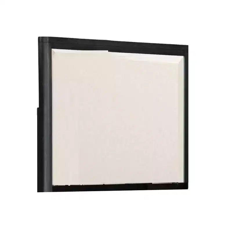 Dresser Mirror with Beveled Design, Ash Gray Solid Wood 38x42