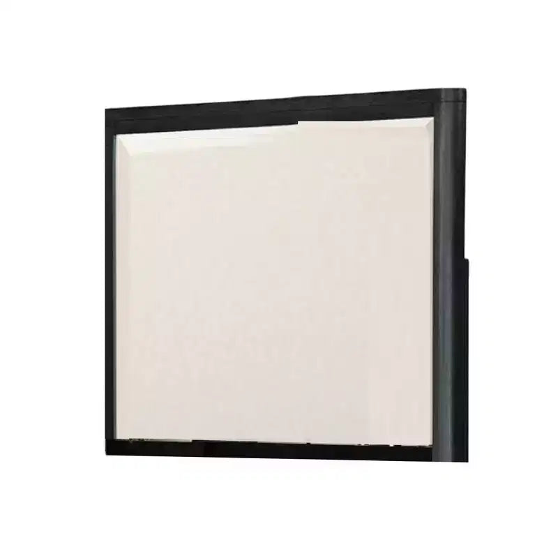 Dresser Mirror with Beveled Design, Ash Gray Solid Wood 38x42
