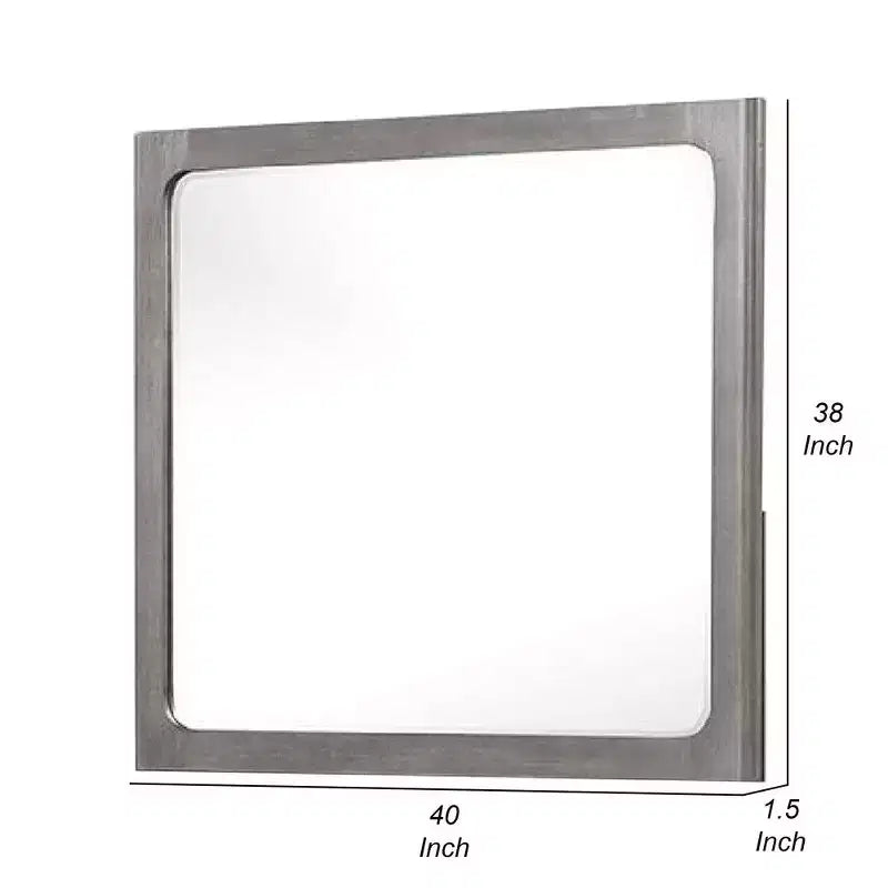Dresser Mirror, Warm Gray Rubberwood, Beveled Edge, 40 Inch