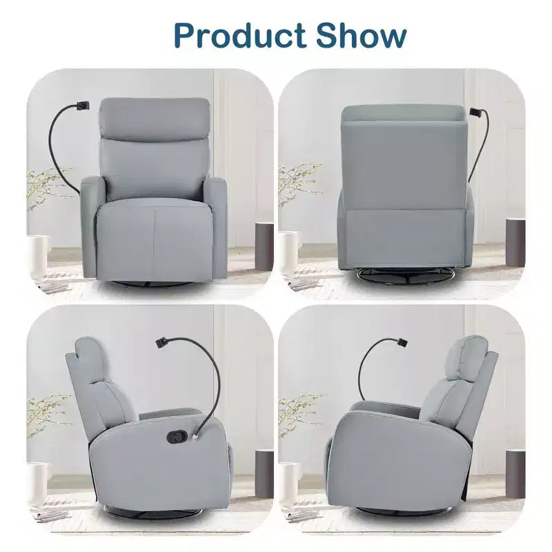 360 Swivel Recliner Nursery Rocking Chair Rocker Glider Single Sofa Accent Chair Leisure Lounge Chair with Phone Holder