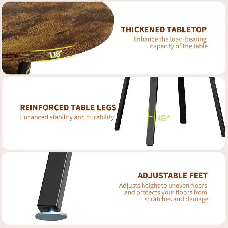 47'' Round Dining Table for 4-6, Wood Kitchen Table with Storage Shelf, Modern Circular Dinner Table, Breakfast Table for Living Room,No Chair