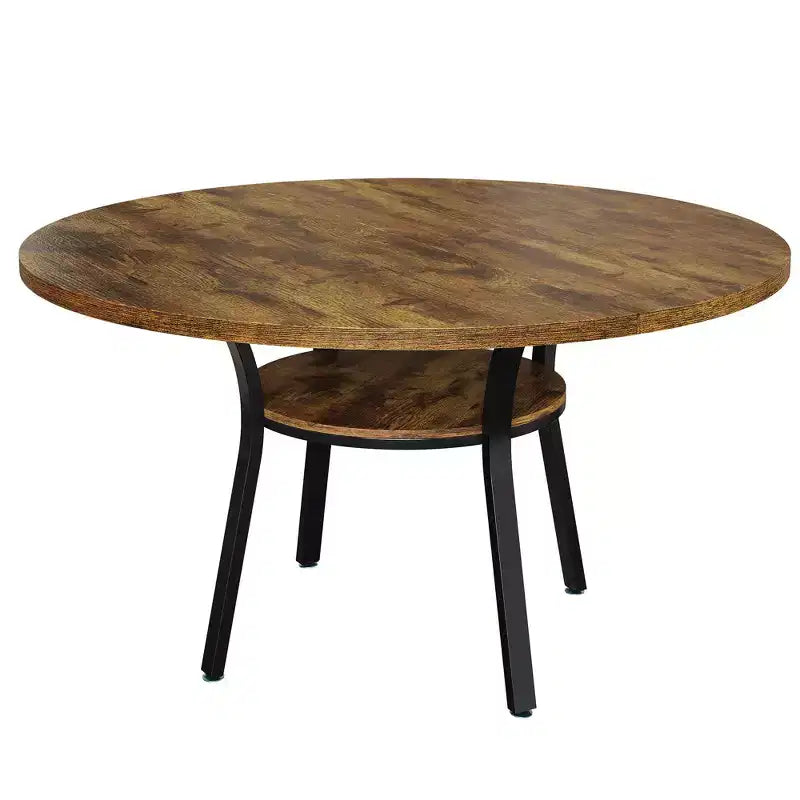 47'' Round Dining Table for 4-6, Wood Kitchen Table with Storage Shelf, Modern Circular Dinner Table, Breakfast Table for Living Room,No Chair