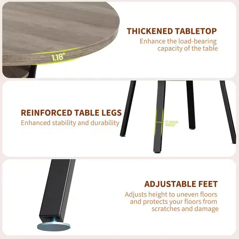 47'' Round Dining Table for 4-6, Wood Kitchen Table with Storage Shelf, Modern Circular Dinner Table, Breakfast Table for Living Room,No Chair