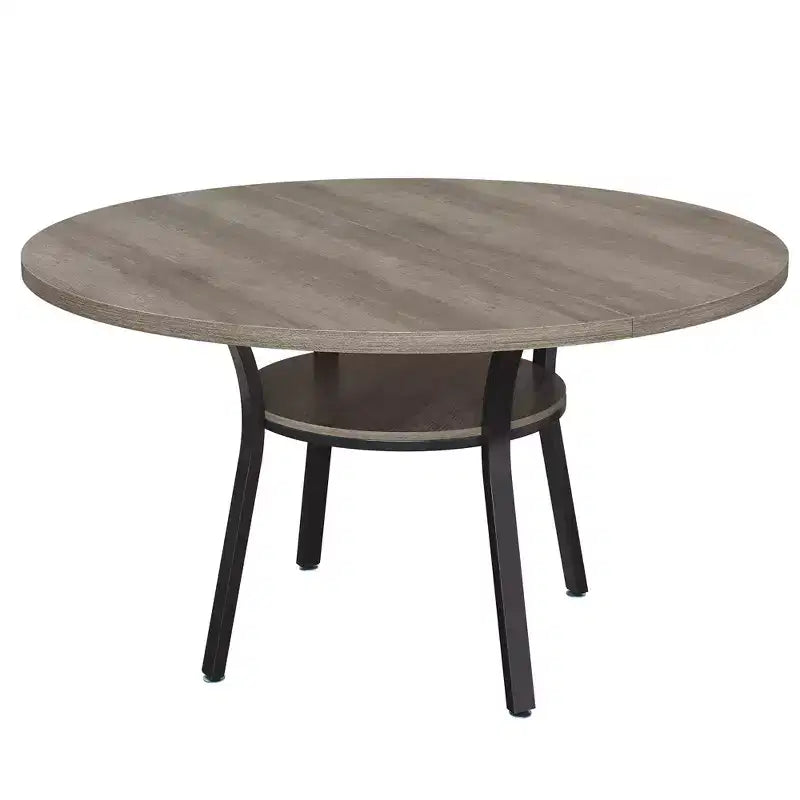 47'' Round Dining Table for 4-6, Wood Kitchen Table with Storage Shelf, Modern Circular Dinner Table, Breakfast Table for Living Room,No Chair