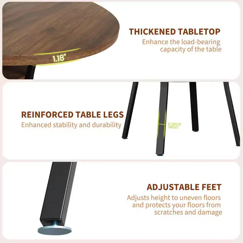 47'' Round Dining Table for 4-6, Wood Kitchen Table with Storage Shelf, Modern Circular Dinner Table, Breakfast Table for Living Room,No Chair