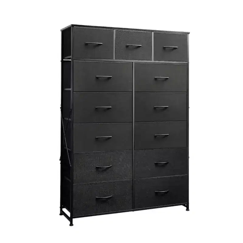 Cozy 13 Fabric Drawers Dresser with Metal Frame, Tall Storage Cabinet with Wooden Top, Chest of Drawers for Bedroom, Entryway, Living Room