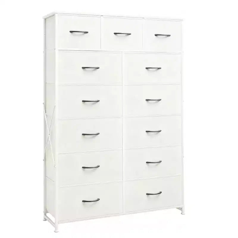 Cozy 13 Fabric Drawers Dresser with Metal Frame, Tall Storage Cabinet with Wooden Top, Chest of Drawers for Bedroom, Entryway, Living Room