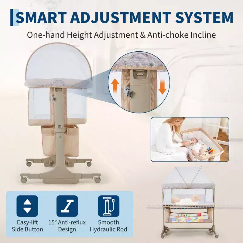 Movable Bedside Crib Bedding for Newborns, Spliced Large Bed, Co-Sleeping for Mother and Baby, Night Care, Anti-Fall, Multifunctional