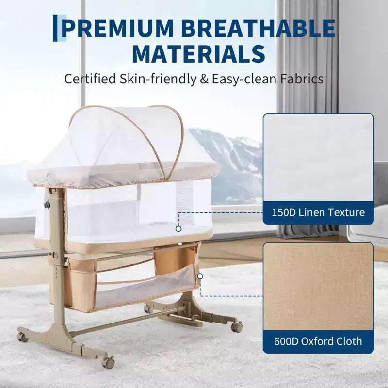 Movable Bedside Crib Bedding for Newborns, Spliced Large Bed, Co-Sleeping for Mother and Baby, Night Care, Anti-Fall, Multifunctional