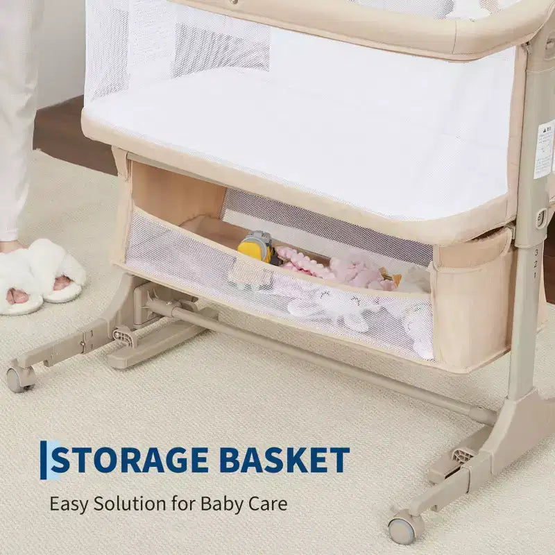 Movable Bedside Crib Bedding for Newborns, Spliced Large Bed, Co-Sleeping for Mother and Baby, Night Care, Anti-Fall, Multifunctional