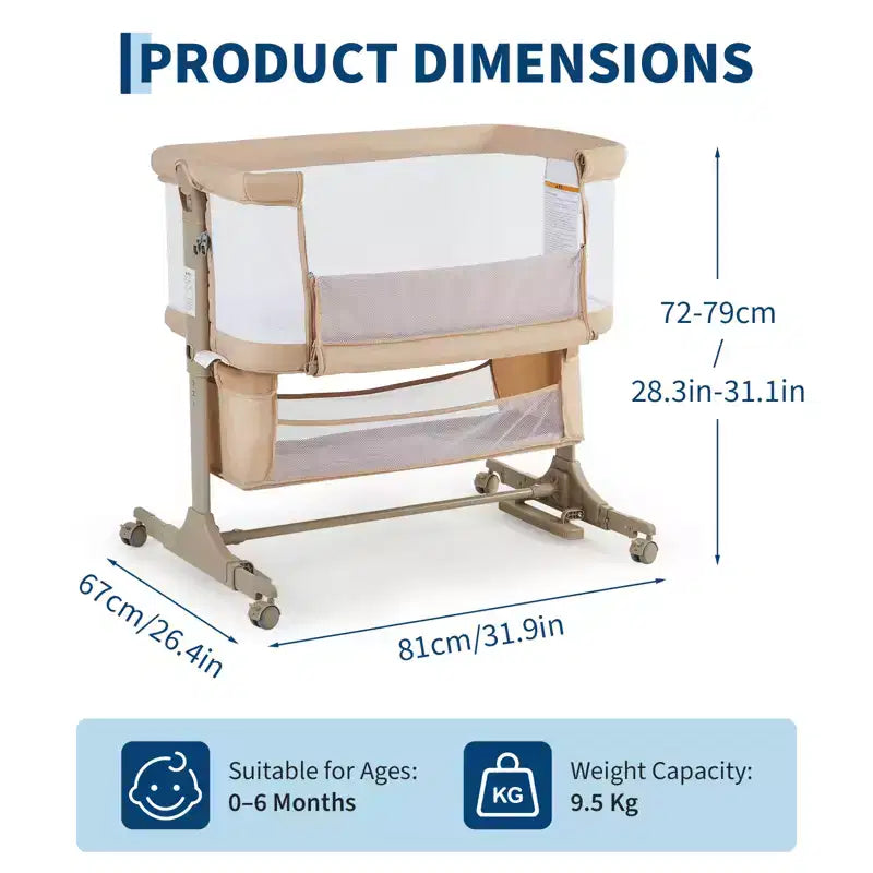 Movable Bedside Crib Bedding for Newborns, Spliced Large Bed, Co-Sleeping for Mother and Baby, Night Care, Anti-Fall, Multifunctional