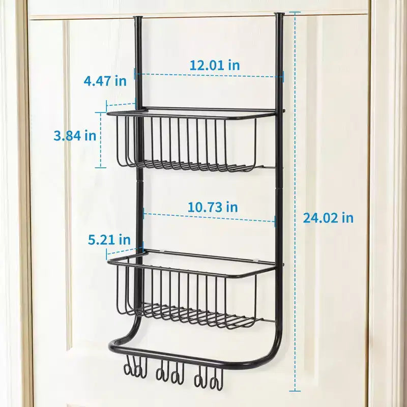 Wall-Mounted Storage Rack Behind the Door, Metal Hanging Basket, Food Storage Rack, Suitable for Homes, Bathrooms, Kitchens, Laundry Rooms, Sliver
