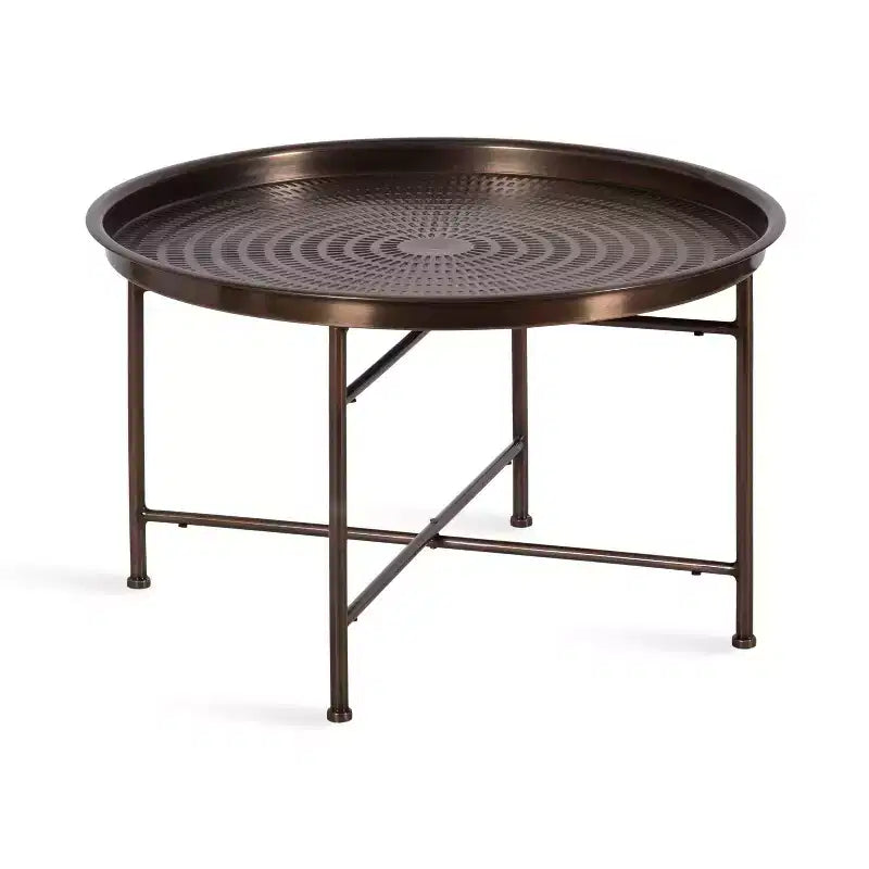 Kate and Laurel Mahdavi Round Outdoor Metal Coffee Table, 25x25x16, Bronze