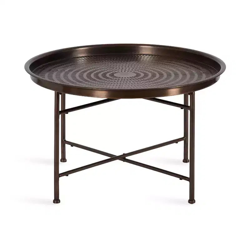 Mahdavi Round Outdoor Metal Coffee Table, 25x25x16, Bronze