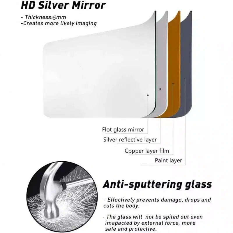 Oval Full Length Mirror (48x16) - Black Aluminum Frame & Leather Strap. For Bathroom, Living Room, Entryway Decor