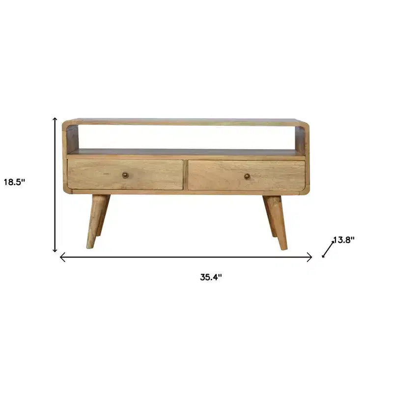 35 Oak Solid Wood Enclosed and Open Storage TV Stand