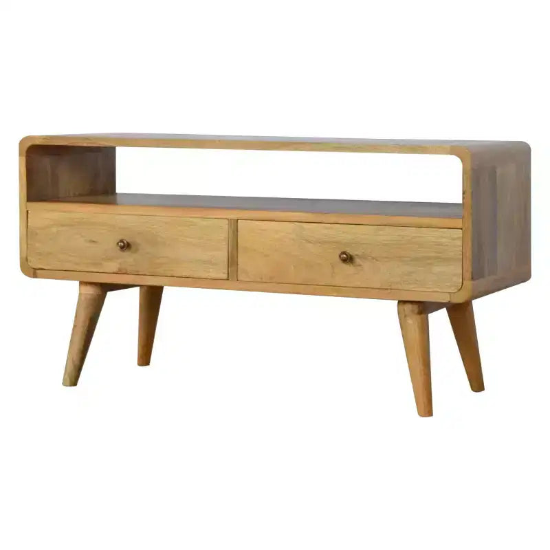 35 Oak Solid Wood Enclosed and Open Storage TV Stand