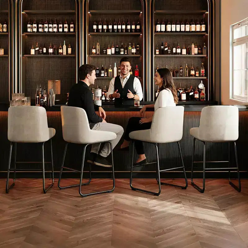 Bar Stools Set of 3/ 4, PU Leather Counter Height Barstools with Back and Footrest, Upholstered Bar Chairs for Dining Room Kitchen Island