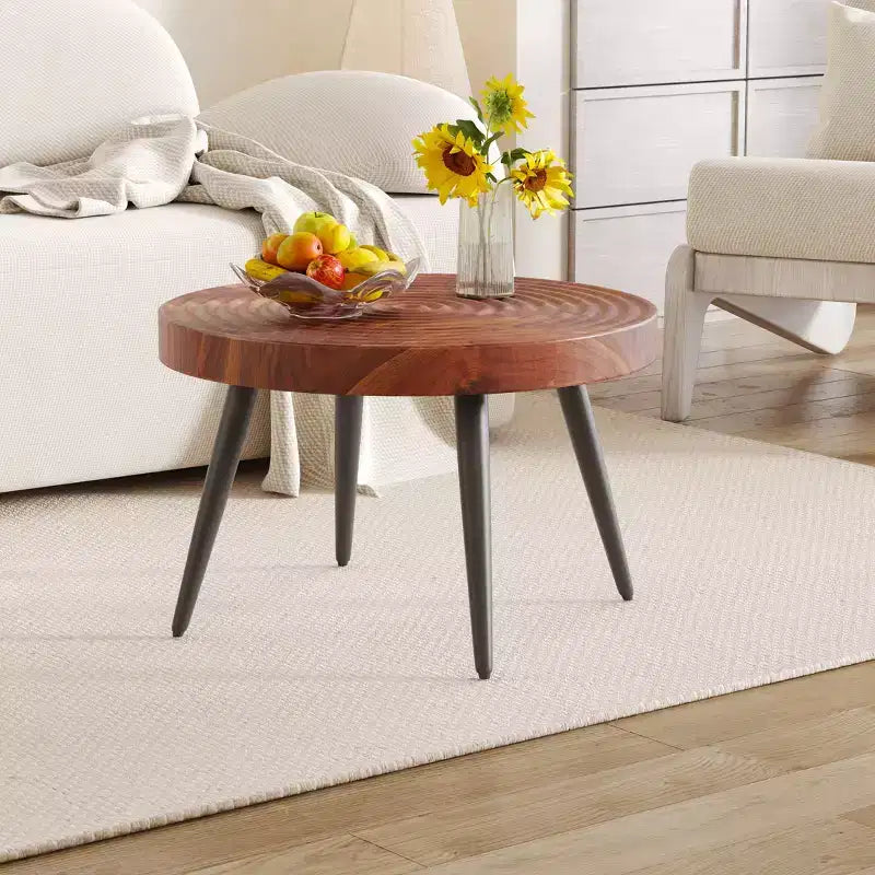 23.6 Exquisite Coffee Table with Ripple-Patterned Tabletop,Elegant Accent Cocktail Table for living Room,350lbs Capacity,Home Decor