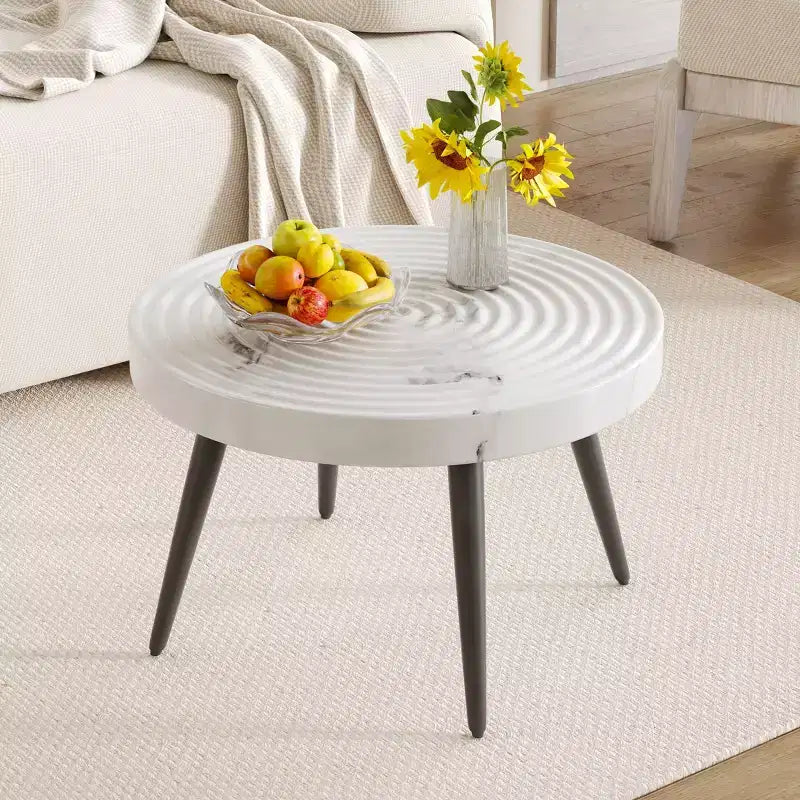 23.6 Exquisite Coffee Table with Ripple-Patterned Tabletop,Elegant Accent Cocktail Table for living Room,350lbs Capacity,Home Decor