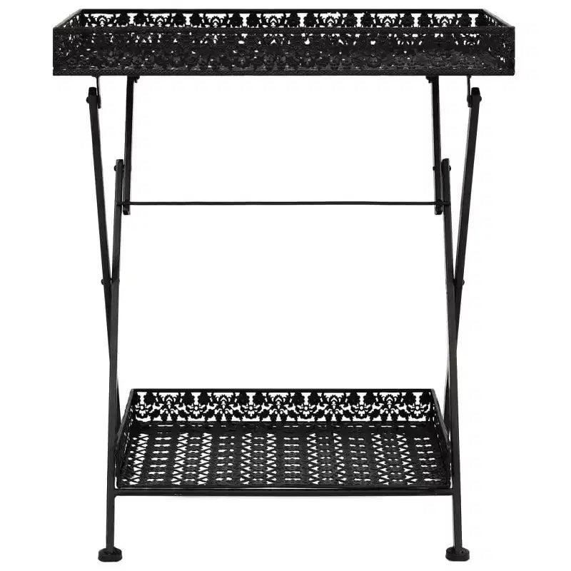 Table Black Metal 22.8x13.8x28.3 in Foldable Tea Table