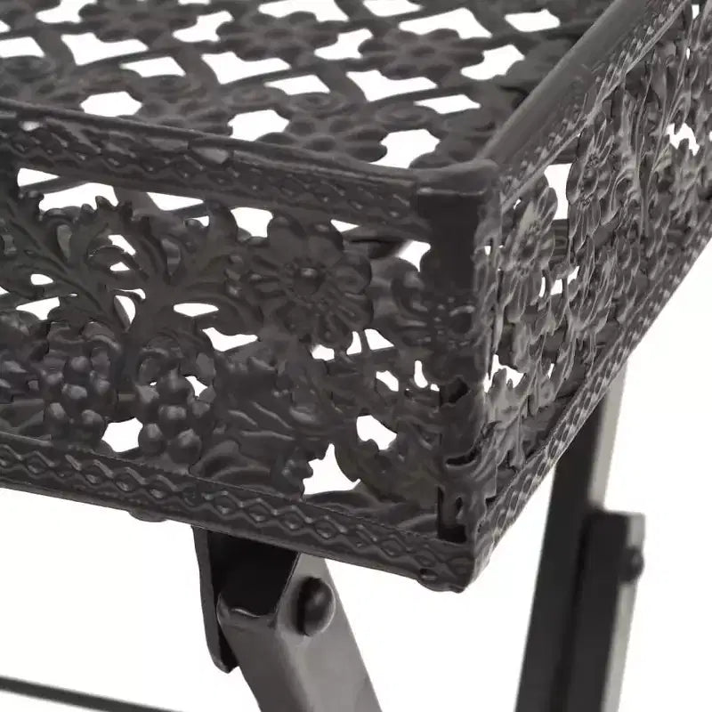 Table Black Metal 22.8x13.8x28.3 in Foldable Tea Table
