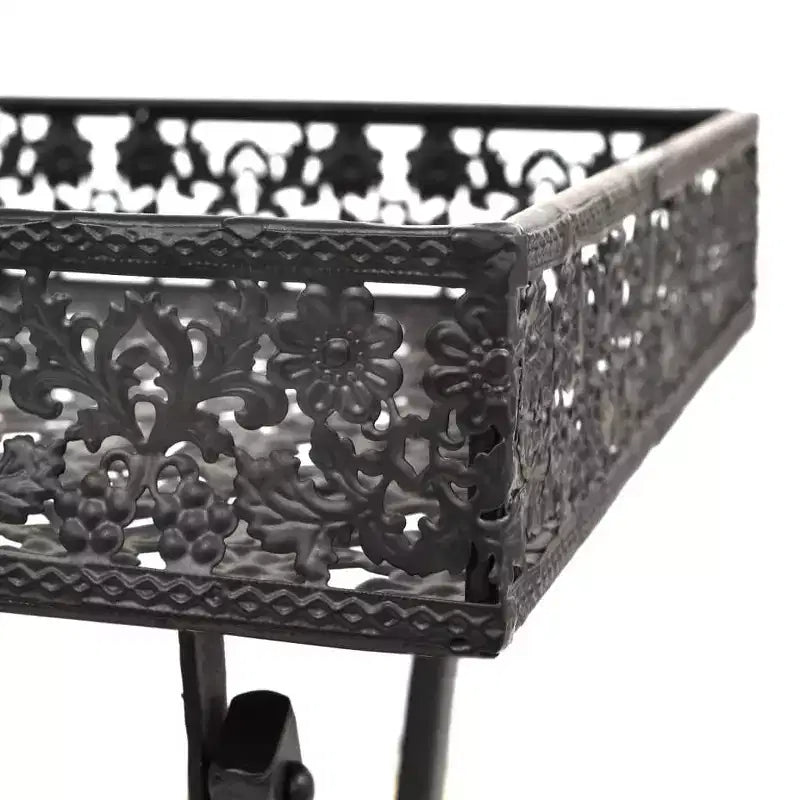 Table Black Metal 22.8x13.8x28.3 in Foldable Tea Table