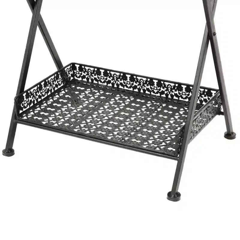 Table Black Metal 22.8x13.8x28.3 in Foldable Tea Table
