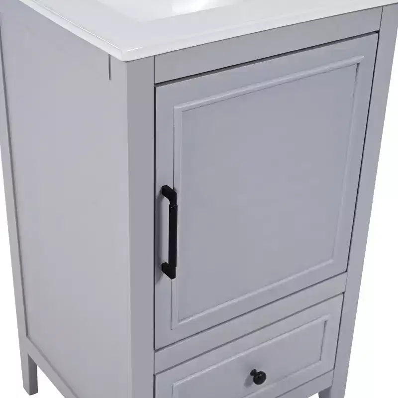 20 Small Bathroom Vanity Sink Combo with Storage, Bathroom Floor Cabinet with Drawers and Door, Gray