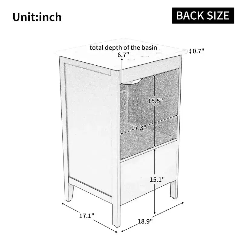 20 Small Bathroom Vanity Sink Combo with Storage, Bathroom Floor Cabinet with Drawers and Door, Gray
