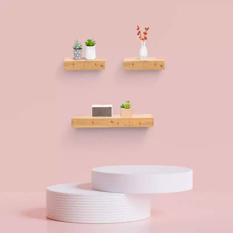 23.6 Maple Floating Shelf C invisible-bracket wood wall mount, perfect bathroom/bedroom/kitchen dcor or book/plant display, easy install.