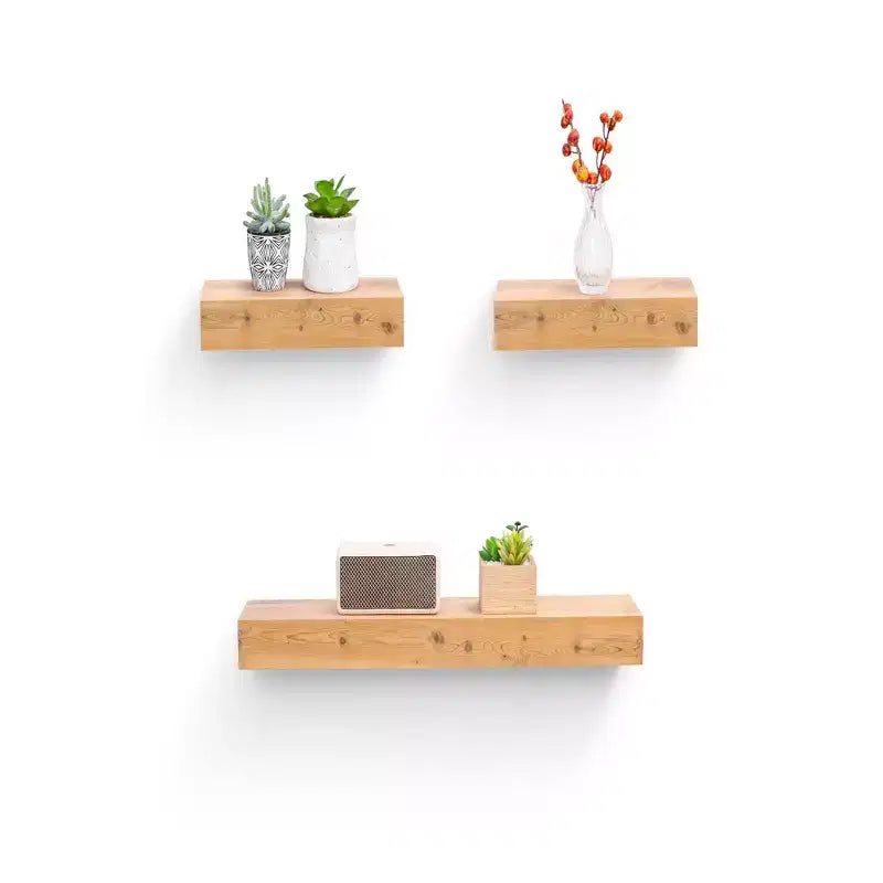 23.6 Maple Floating Shelf C invisible-bracket wood wall mount, perfect bathroom/bedroom/kitchen dcor or book/plant display, easy install.