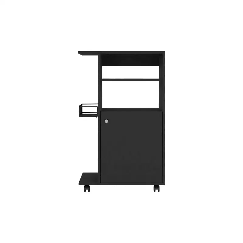 15Inch Rolling Kitchen Island Kitchen Cart with 1 Door Cabinet and 2 Open Shelves