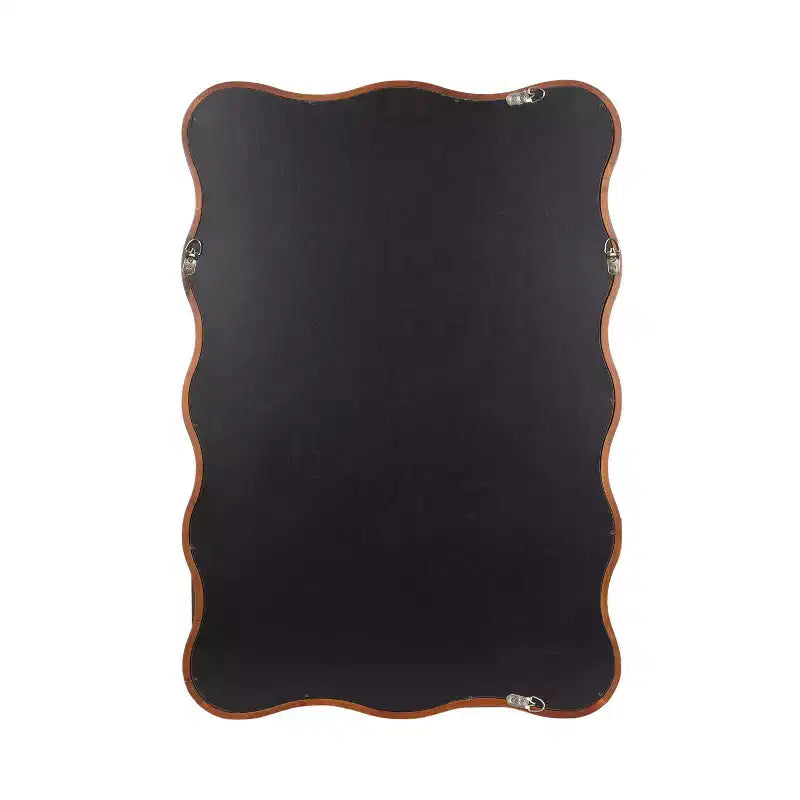 Talma Scalloped Rectangle Wall Mirror, Walnut Brown, 24x36