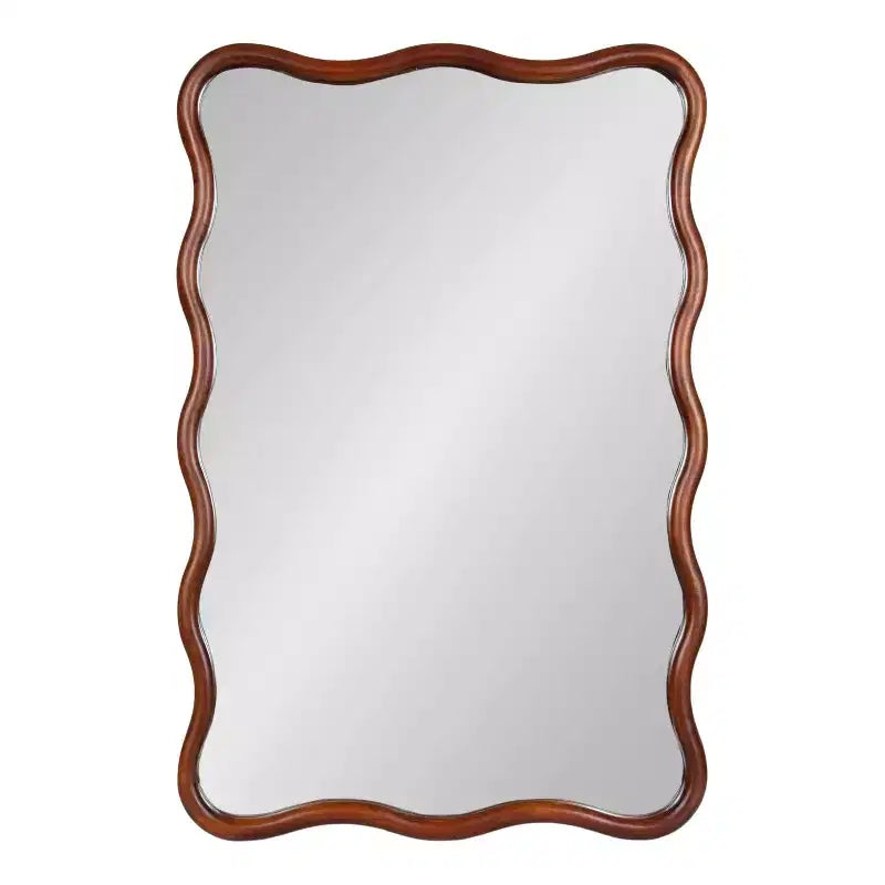 Talma Scalloped Rectangle Wall Mirror, Walnut Brown, 24x36