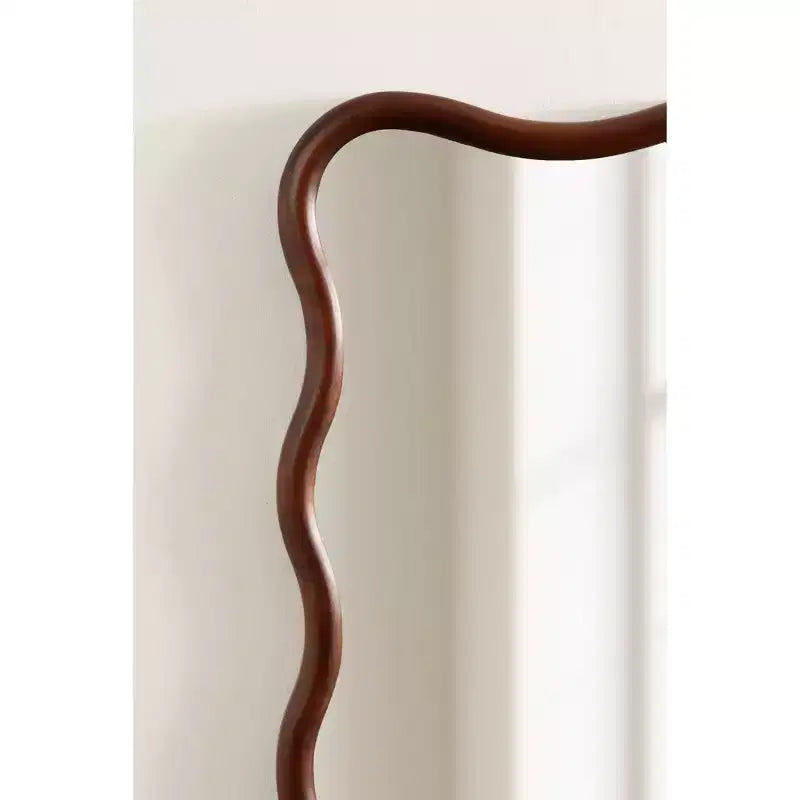 Talma Scalloped Rectangle Wall Mirror, Walnut Brown, 24x36