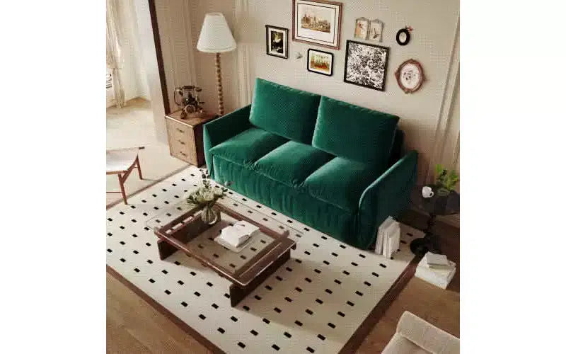 70.9 Pull Out Sofa Bed, 3 Seat Convertible Sleeper Sofa with 2-in-1 Pillow and Blanket Set Green