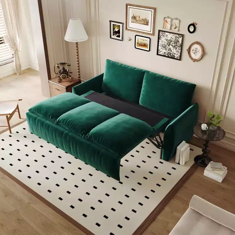 70.9 Pull Out Sofa Bed, 3 Seat Convertible Sleeper Sofa with 2-in-1 Pillow and Blanket Set Green