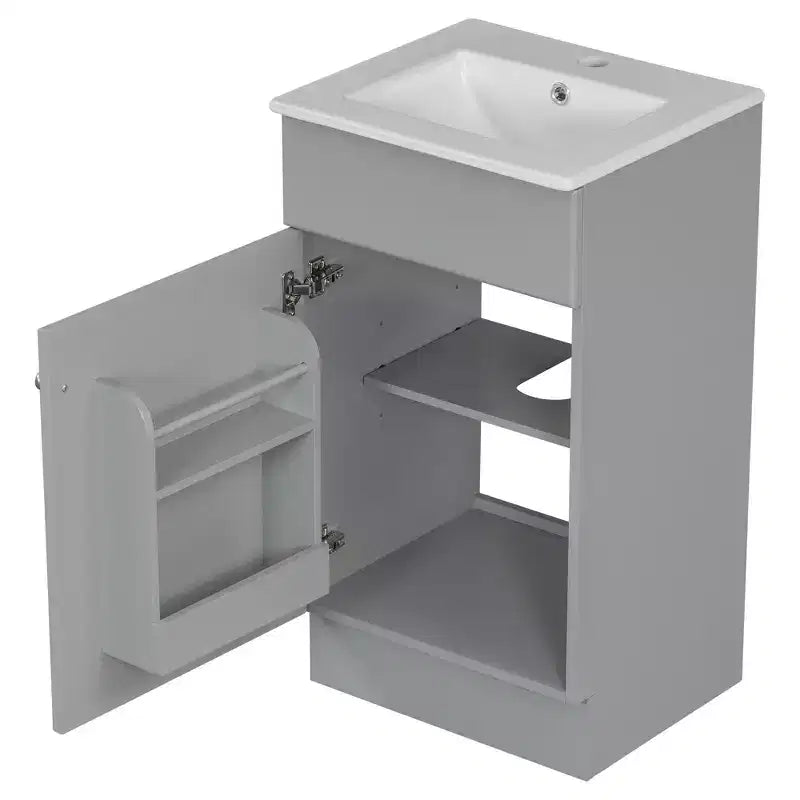 18 Small Bathroom Vanity Sink Combo, Bathroom storage Cabinet with Door Shelf and Adjustable Shelf, Single Sink Bathroom Vanity