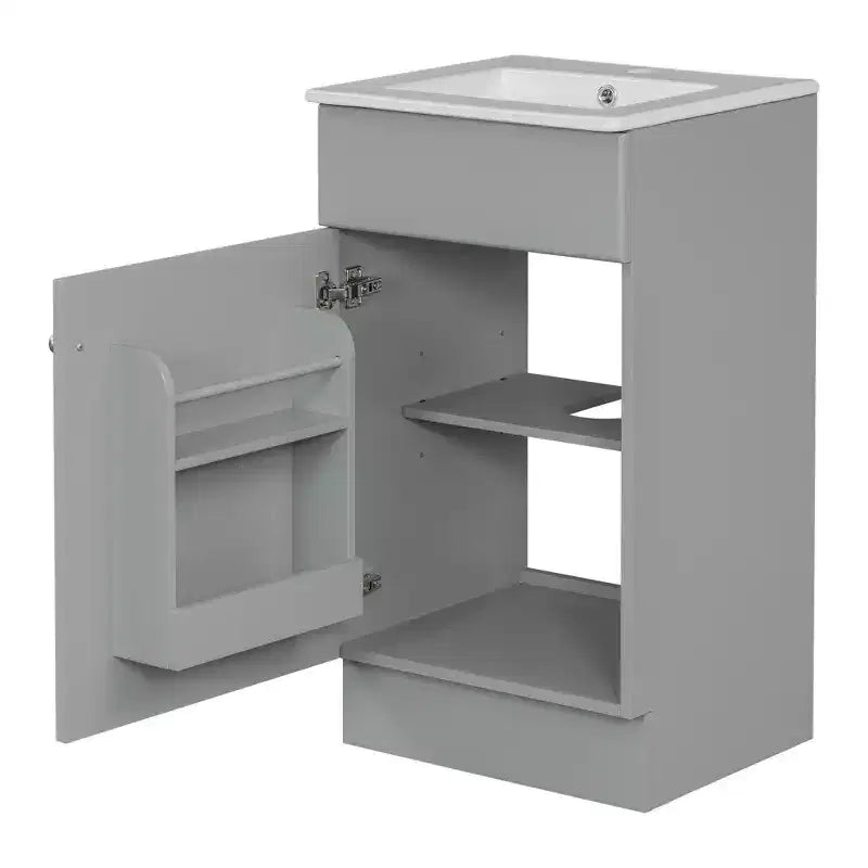 18 Small Bathroom Vanity Sink Combo, Bathroom storage Cabinet with Door Shelf and Adjustable Shelf, Single Sink Bathroom Vanity