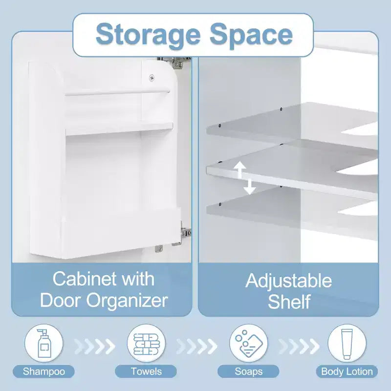 18 Small Bathroom Vanity Sink Combo, Bathroom storage Cabinet with Door Shelf and Adjustable Shelf, Single Sink Bathroom Vanity