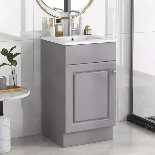 18 Small Bathroom Vanity Sink Combo, Bathroom storage Cabinet with Door Shelf and Adjustable Shelf, Single Sink Bathroom Vanity
