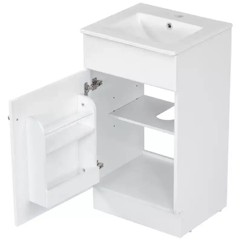 18 Small Bathroom Vanity Sink Combo, Bathroom storage Cabinet with Door Shelf and Adjustable Shelf, Single Sink Bathroom Vanity