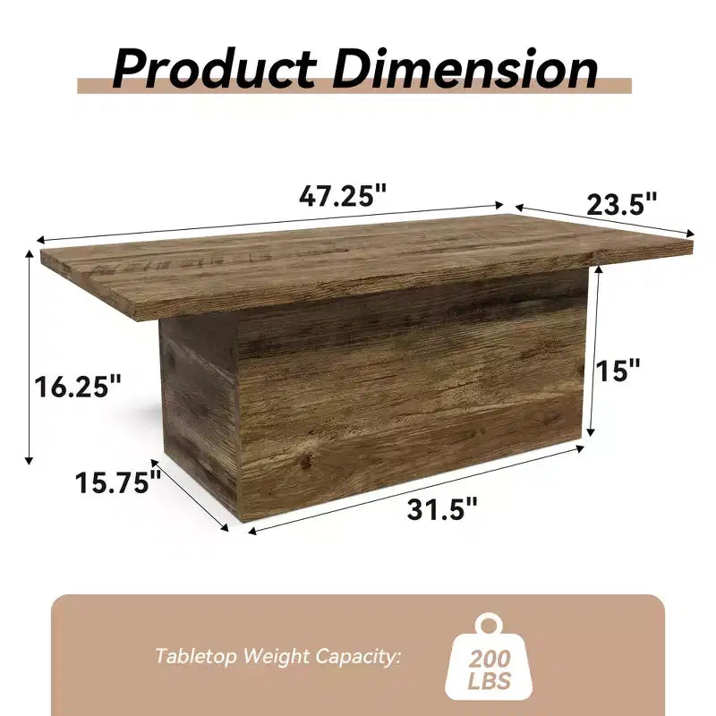 Coffee Table, Modern Engineered Wood Center Coffee Tables for Living Room, Home Office Wooden Farmhouse Rustic Cocktail Tea Accent Table