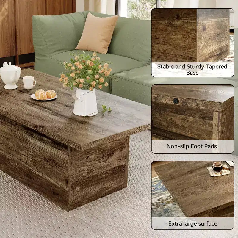 Coffee Table, Modern Engineered Wood Center Coffee Tables for Living Room, Home Office Wooden Farmhouse Rustic Cocktail Tea Accent Table